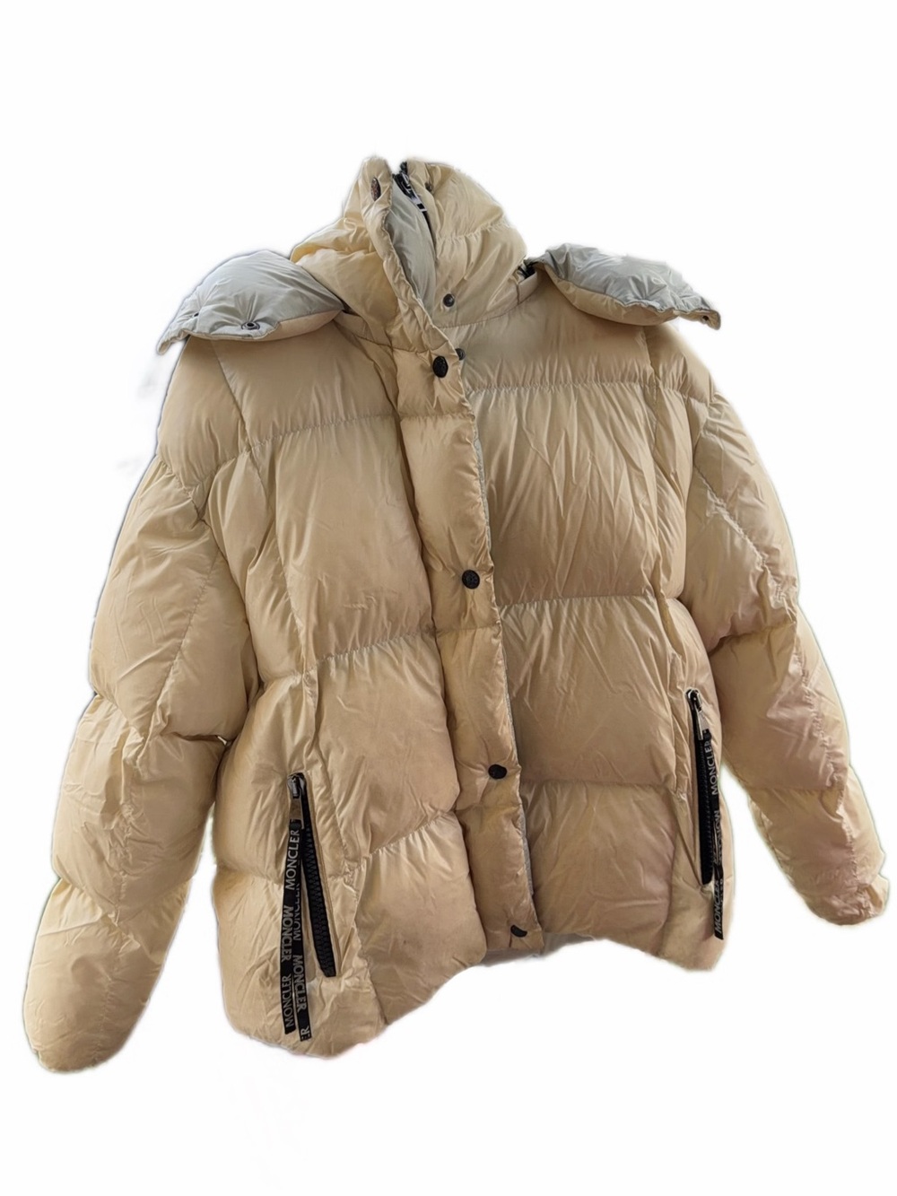 Moncler Cream Puffer Jacket with Subtle Trim